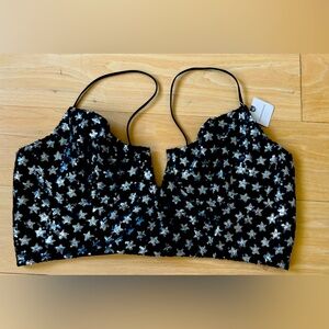 Anthropologie Black Star Sequin Women's Top